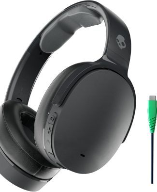 Skullcandy Hesh ANC Over-Ear Noise Cancelling Wireless Headphones with Charging Cable, 22 Hr Battery, Microphone, Works with iPhone Android and Bluetooth Devices - True Black