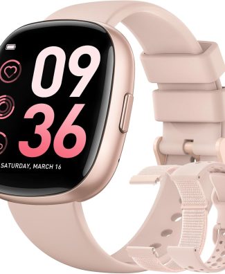 Smart Watches for Women Men with Call: Fitness Trackers with 24-Hour Heart Rate SpO2 Sleep Monitor 5ATM Waterproof 120+ Sport Mode Watches for Women gift Compatible with iPhone Android Phones(3 Bands)