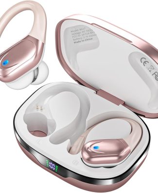 Wireless Earbuds Bluetooth Headphones 80hrs Playback Ear Buds Power Display with Noise Canceling Mic Headsets for Sports/Workout/Running Rose Gold