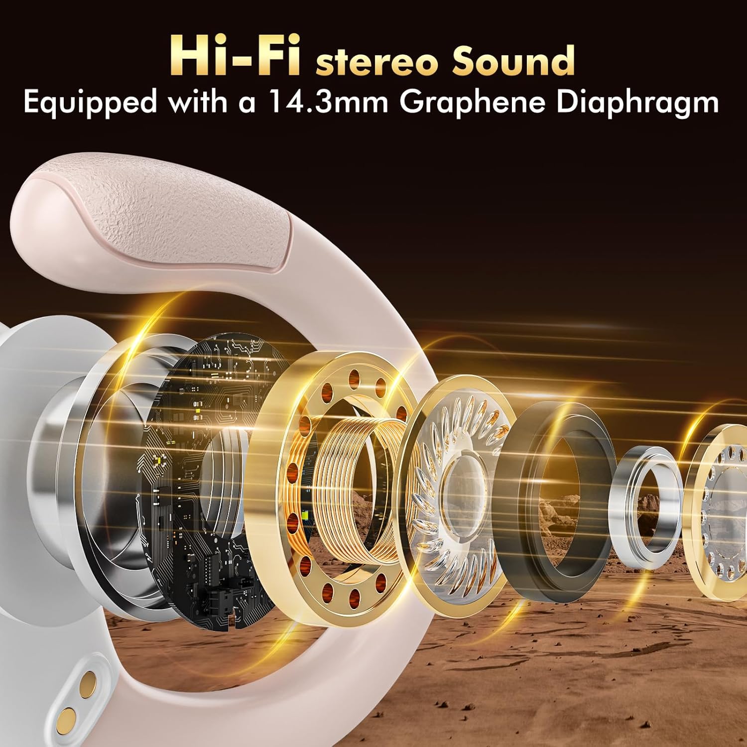 Wireless Earbuds Bluetooth Headphones 80hrs Playback Ear Buds Power Display with Noise Canceling Mic Headsets for Sports/Workout/Running Rose Gold - Image 3